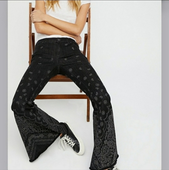 Free People Black Bandana Flares - Picture 5 of 5